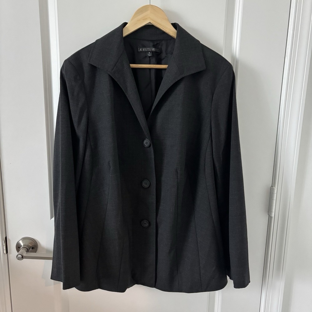 Lafayette 148 NY | Vegan Wool Blend Charcoal Gray Blazer Size 16 Business